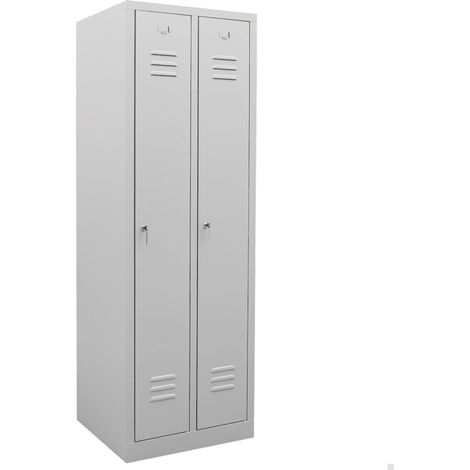 Armoire-vestiaire STIER, 2 compartiments, 1 800x590x500 mm, gris clair (1/5)
