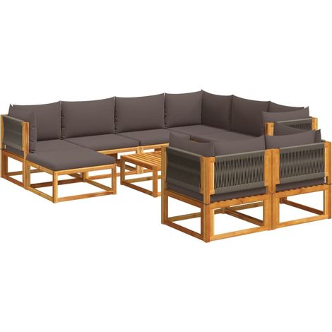 Maison Exclusive - Set di divani da giardino 10 pezzi con cuscini in legno di acacia e corda