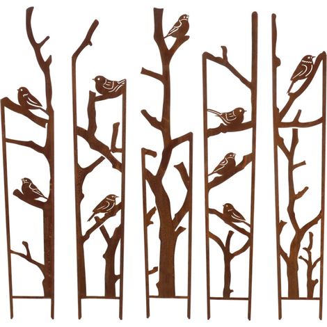 Treillis en 5 Parties Oiseaux S - Métal Marron - 87 x 1,5 x H 117,2 cm - Livraison gratuite