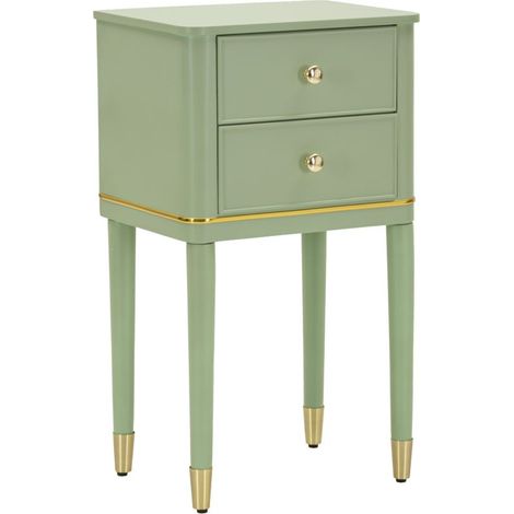 Comodino Camille Verde 40x30x71 cm in Pino e MDF e Ferro (1/5)