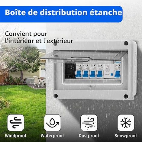 Tableau de distribution étanche avec disjoncteur tableau de distribution pour caravanes garages ateliers interrupteur sectionneur (1/4)