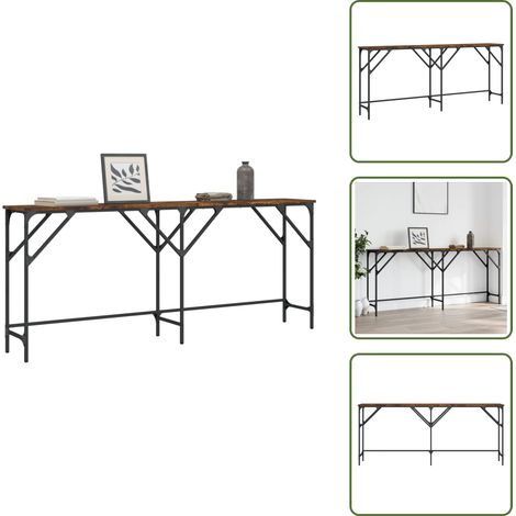 The Living Store Table console chêne fumé 180x29x75 cm bois d'ingénierie - Table Basse - Table D'appoint - Meuble D'entrée - Table Console - Décoration Intérieure (1/5)