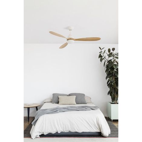 Ventilatore da soffitto da 132 cm – 3 pale in legno di pino – Motore DC da 19 W – 6 velocità – Luce LED 2700K 1200lm – Funzione di inversione di rotazione – 33524 (1/5)