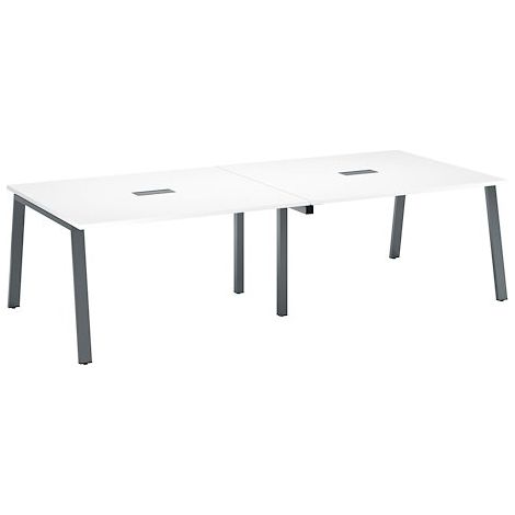 Table de réunion modulable avec extension blanc L 280 x P 126 cm - Piétement métal anthracite - Arch - Maxiburo