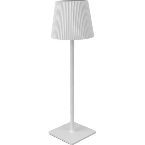 Lampe de table sans fil, abat-jour plissé, lampe LED rechargeable, décoration intérieure pour la lecture, blanche (1/5)
