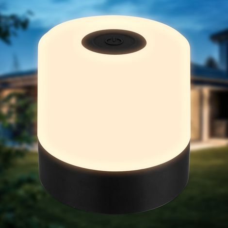 B.K.Licht Mini lampe de table LED sans fil IP44, à intensité variable, tactile, sans fil, batterie, protection contre les éclaboussures, noir, Ø7 x 7 cm (1/5)