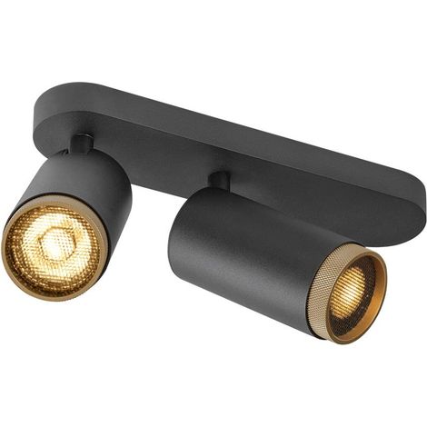 Plafonnier GRIP L cylindrique double 6W QPAR51 noir/or - SLV - 1009097