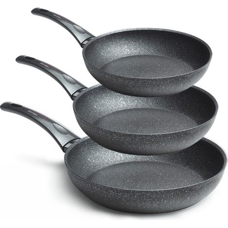 Lot De 3 Poêles 22 26 30 Cm Revêtues De Poudre De Diamant Poêle Antiadhésive (1/3)