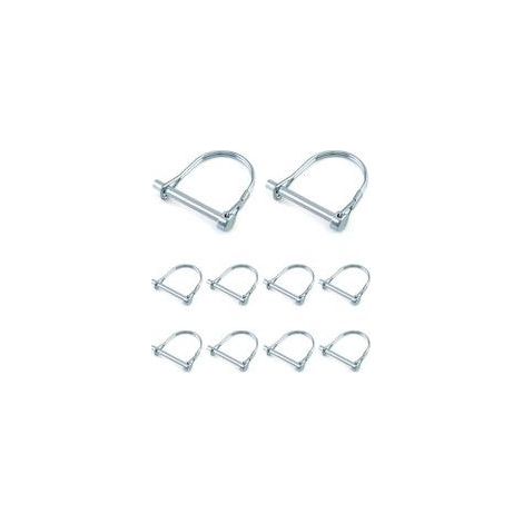 10 Pcs Goupille de Verrouillage Forme D, Goupille Securite en Acier au Carbone Galvanisé pour Jardin Pelouse Remorques 6 x 50 mm (1/5)