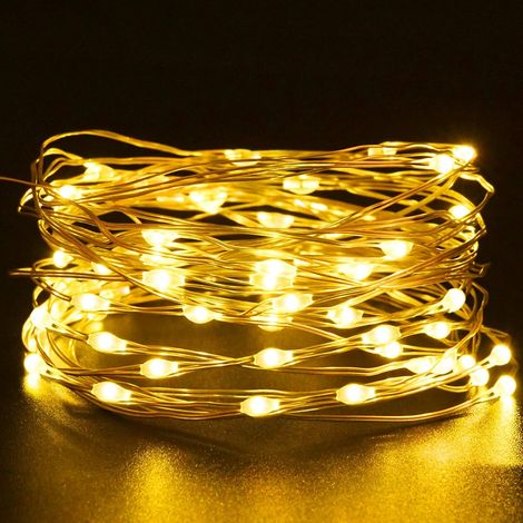 Guirlande lumineuse féérique blanc chaud, 3 m (10 pi), 30 LED, décoration d'Halloween, guirlande lumineuse orange à piles pour décorations d'Halloween et de Noël