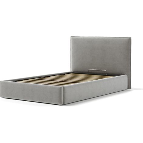 letto piazza e mezza contenitore "zoom" in tessuto perla 120x190 cm