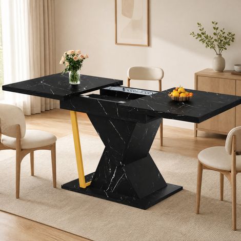 Tavolo da pranzo allungabile 110-140 x 80 x 76 cm, MDF e metallo, nero DESVIAE (1/5)