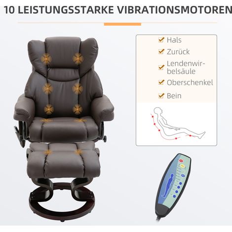 Fauteuil inclinable avec repose-pieds, fauteuil TV pivotant à 360° avec fonction massage, fonction inclinable, fauteuil de massage avec poche latérale, fauteuil lounge, similicuir pour salon, marron (1/5)