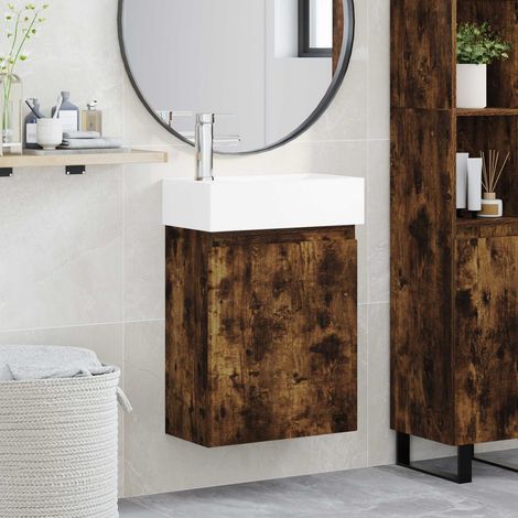 Módulo de baño con grifería Roble Ahumado 45,5 x 22,5 x 84 cm