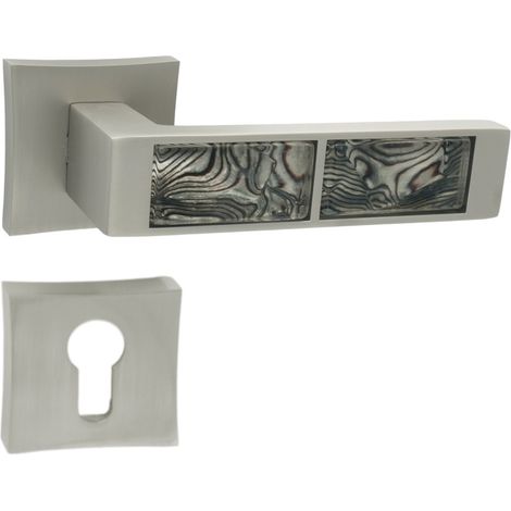 Domino poignee de porte tiger qr m91 noir pz poignee avec plaque pz pour cylindre profile nickel satine