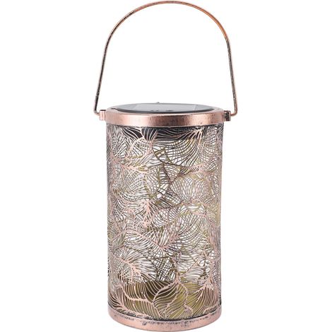 Ortviai Lanterne solaire suspendue en métal avec motif feuille, étanche IP65, pour jardin, terrasse et porche