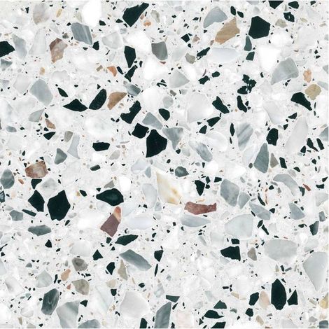 Decoon – Carrelage effet marbre terrazzo gris 60 x 60 cm – Finition mate – Résistant à l'usure – Facile à entretenir – Dalle stable sans fissure