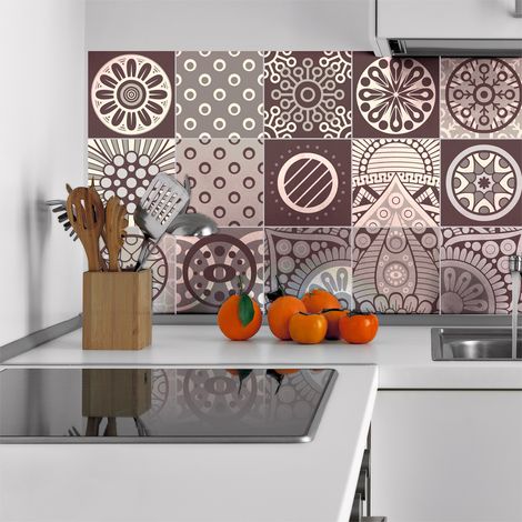 Sticker Mural Carrelage adhésif Cuisine Salle de Bain - 15 STICKERS CARREAUX DE CIMENT MENDOZA - 15stickers15x15cm (1/5)