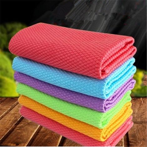 Chiffon Microfibre - Pour Vitres Et Vaisselle - 30 x 40 cm - Absorbant - Motif Grille - Lot De 5 (1/5)