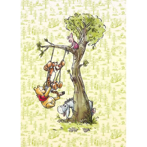 Papier peint panoramique enfant Winnie l’Ourson dans la Forêt (1/4)