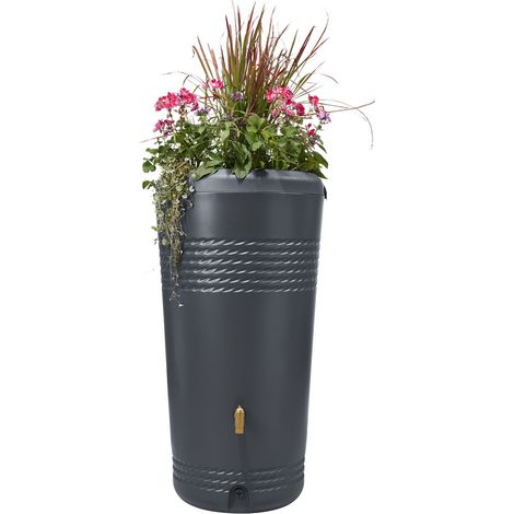 4rain MILO 2en1 depósito de agua de lluvia 230 L graphite grey incl. jardinera