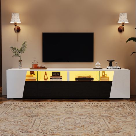 MEUBLIV TV-Möbel 180 cm Weiß und Schwarz – LED, Stauraum und 2 Schubladen für das Wohnzimmer (1/5)