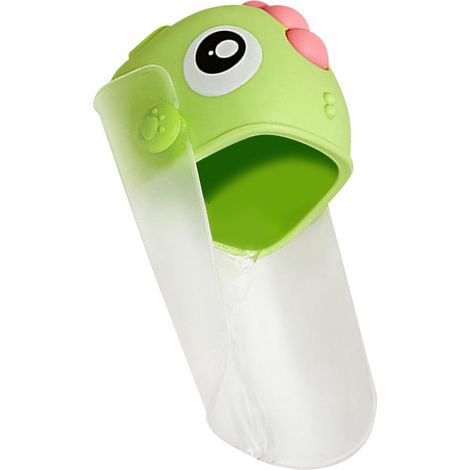 Kinderarmatur-Aufsatz, sicherer und lustiger, dinosaurierförmiger Aufsatz für Waschbecken und Badewannen, 13,5 cm, grün. (1/5)