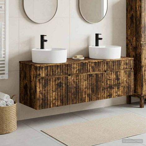 vidaXL Bathroom Cabinet Set 3 pcs Smoked Oak 49 x 44.5 x 65 cm (1/5)