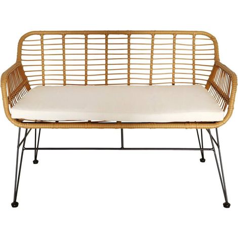 Banc d'Extérieur & Coussin "Surabaya" 116cm Beige (1/2)
