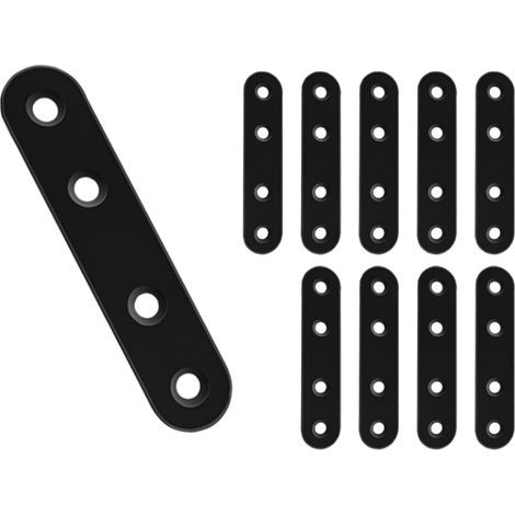 10 Pièces 76x16 mm Support Plat Renfort Plat Équerres Plates Support pour la Fixation de Meubles - Noir (1/5)