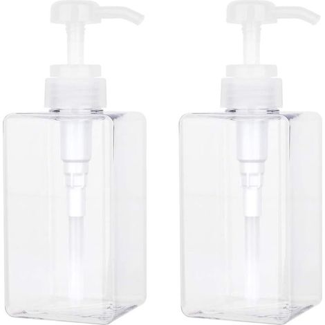 450-ml-Seifenspender, 2er-Set leere Kunststoff-Pumpflaschen, Behälter für Küche und Bad – Transparent (1/5)