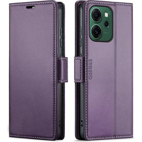 Oppo Reno 14 F / 14 FS Hülle, glänzende Litschi-Klapphülle, Lila (1/5)