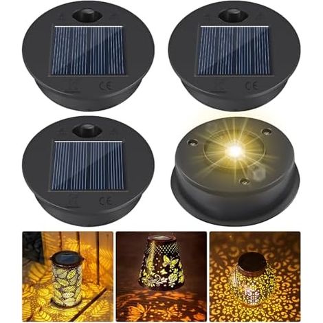 Lampes Solaires de Rechange à LED, Lot de 4 Lampe Solaire de Rechange avec Ampoules LED, Étanche Pièce de Rechange pour Lampe Solaire, pour Lampes Solaires de Jardin et Bricolage, 7CM (1/5)