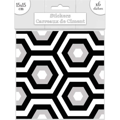 Ensemble de 6 stickers carreaux de ciment hexagones