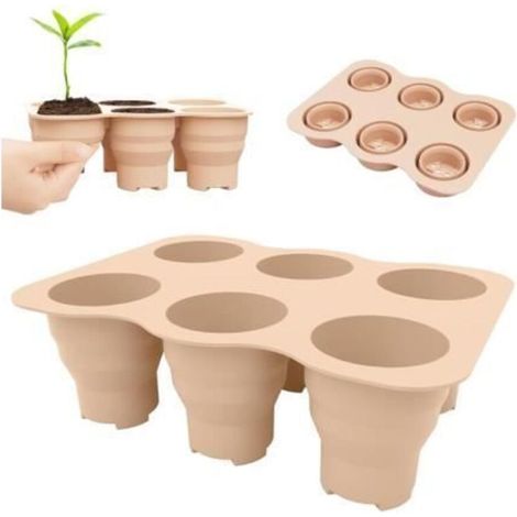 Set of 2 reusable silicone seedling trays with 6 large cells for bonsai - Germination cup