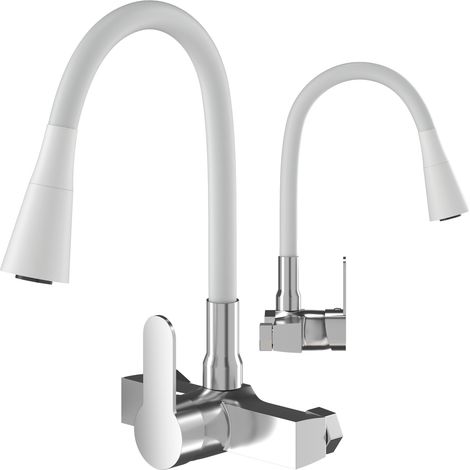Mitigeur Mural Flexible Cuisine Granitan Flexo Blanc pour Évier (1/5)