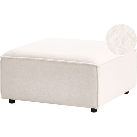 Ottoman Pouf Repose-Pieds Moderne Carré Pieds Noirs Bouclé Blanc Ardal (1/5)