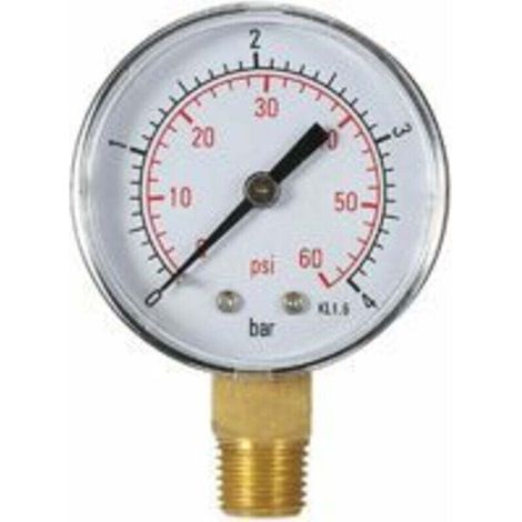 50-mm-Schwimmbadfilter-Wasserdruckmesser 0–60 PSI (0–4 bar), Manometer, 1/4"-NPT-Gewinde