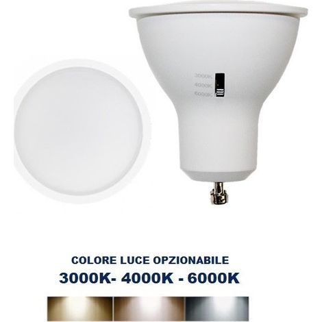 Faretto LED GU10 lampadina 7W CCT 3 Opzioni LUCE 3000K 4000K 6000K 120° 630LM
