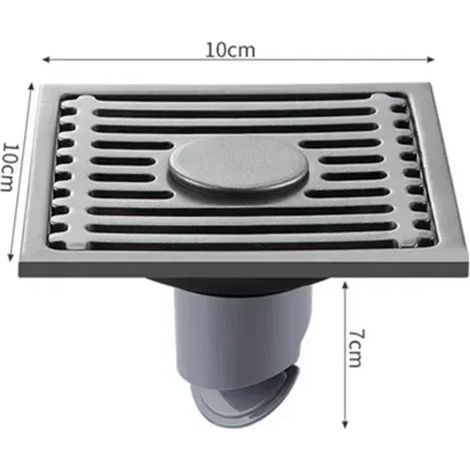 (Gun Grey-Double)10CM Square Floor Drain Anti-odor, Stainless Steel Floor Drain with Removable Cover, Shower Floor Drain for Bathroom Laundry (1/4)