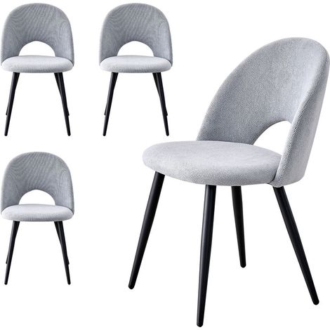 Wokaka Confezione da 4 sedie da pranzo - Sedia contemporanea - piedi in metallo, velluto (grigio)