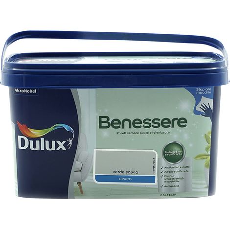 PITTURA LAVABILE ANTIMACCHIA VERDE SALVIA 2.5 L DULUX BENESSERE (1/3)