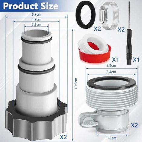 Adattatore per tubo da piscina da 32-38 mm, set da 4 pezzi per collegamento alla pompa - ALTRO (1/3)