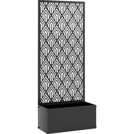 Jardinière métallique avec treillis, bac à fleurs brise-vue pour plantes grimpantes, 45 x 21,5 x 110 cm, noir (1/5)