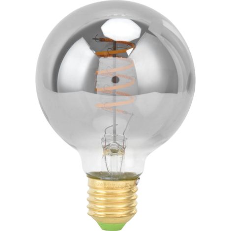 Ampoule LED à filament G80, culot E27, style vintage, 4 W, 220 V, lumière chaude, finition gris électroplaqué (1/5)