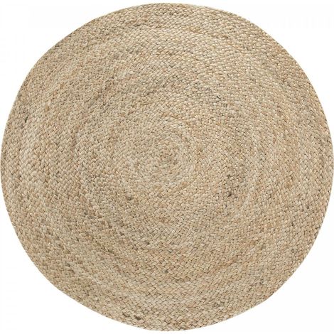 Tapis jute tissé Ø120cm or rond motif uni MENDE