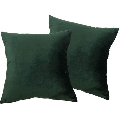 2er-Set Samt-Kissenbezüge, dekorative quadratische Kissenbezüge, weiche, einfarbige Kissenbezüge für Wohnzimmer, Schlafzimmer und Zuhause-Green (1/5)