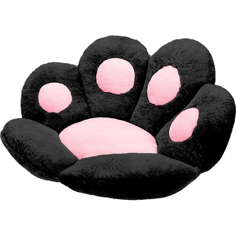 MINKUROW Cuscino,Cuscino a Zampa di Gatto,Simpatico Cuscino per Sedile Cuscino per Poltrona Pigro Decorazione per Esterni Cuscino Caldo per Pavimento Tappetino Caldo Adatto alla Pelle (60x60cm, Nero) (1/4)