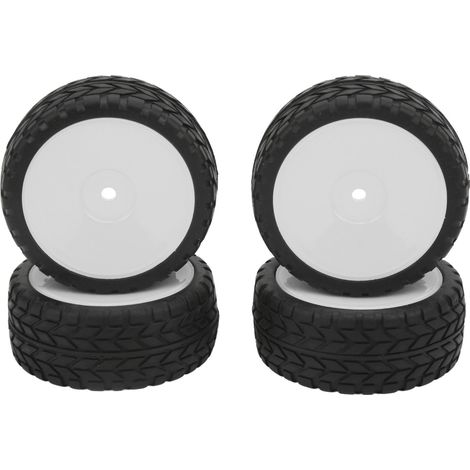 Lot de 4 pneus RC, antidérapants et résistants, pour voitures télécommandées 1/10, roues en caoutchouc, blancs. (1/5)