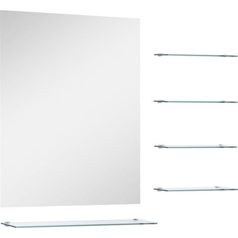 Miroir mural vintage Miroir mural pour Maison,salon,Chambre avec 5 étagères Argenté 50 x 60 cm -51560 (1/5)